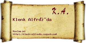 Klenk Alfréda névjegykártya